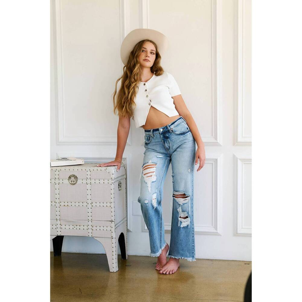 NEW ARTEMIS VINTAGE hybrid style high rise wide leg jeans in light